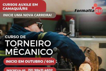 VAGAS ABERTAS PARA O CURSO DE TORNEIRO MECÂNICO