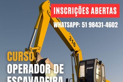VAGAS ABERTAS PARA O CURSO DE ESCAVADEIRA HIDRÁULICA