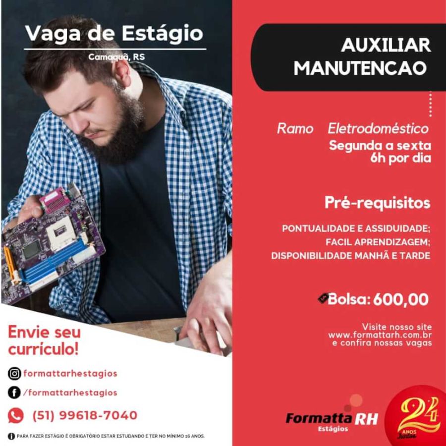 VAGA DO DIA (04/10/22) NA FORMATTA RH!