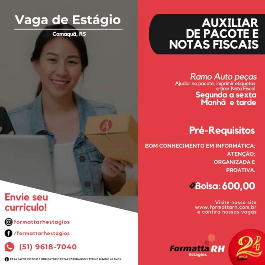 VAGAS DE ESTÁGIO DESTA SEGUNDA DIA (10/10/22)!