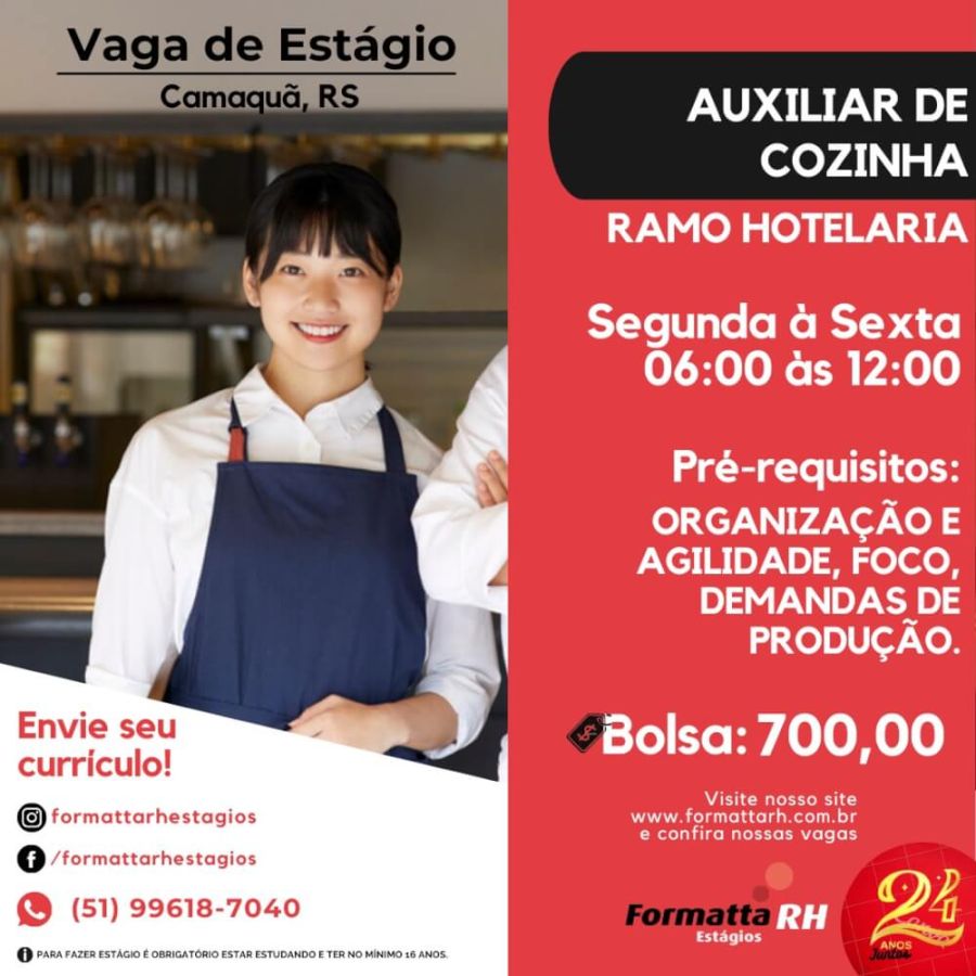 FORMATTA RH OFERTA NOVAS VAGAS DE ESTÁGIO EM CAMAQUÃ