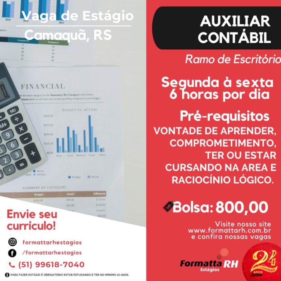 FORMATTA RH OFERTA NOVAS VAGAS DE ESTÁGIO EM CAMAQUÃ