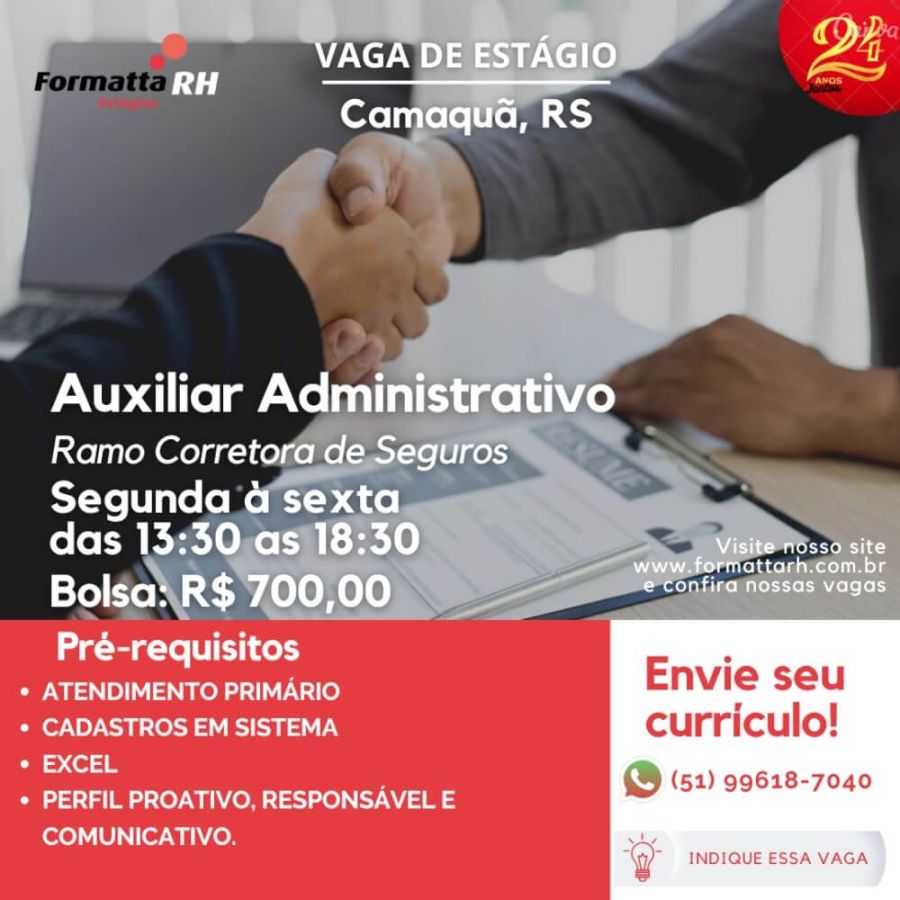 FORMATTA RH OFERTA NOVAS VAGAS DE ESTÁGIO EM CAMAQUÃ