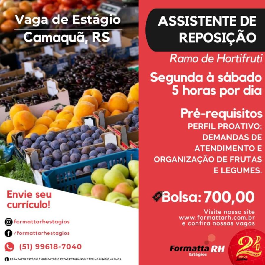 FORMATTA RH OFERTA NOVAS VAGAS DE ESTÁGIO EM CAMAQUÃ