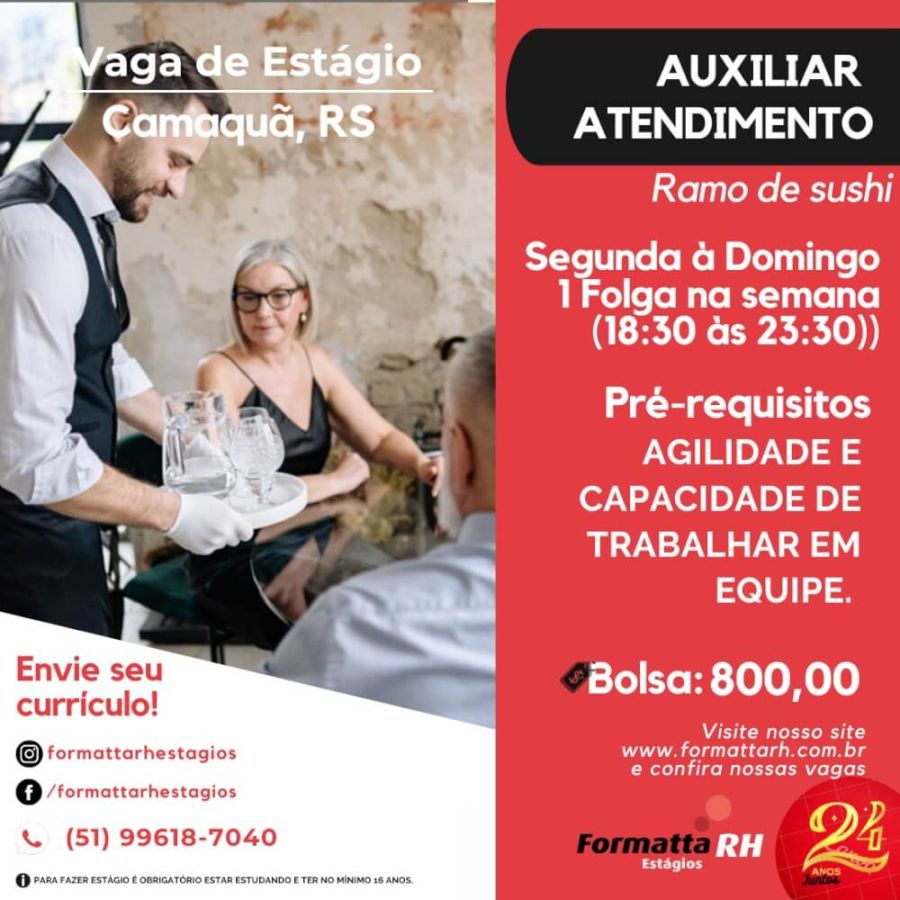 FORMATTA RH OFERTA NOVAS VAGAS DE ESTÁGIO EM CAMAQUÃ