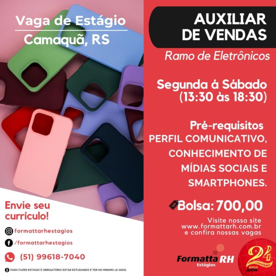 FORMATTA RH OFERTA NOVAS VAGAS DE ESTÁGIO EM CAMAQUÃ
