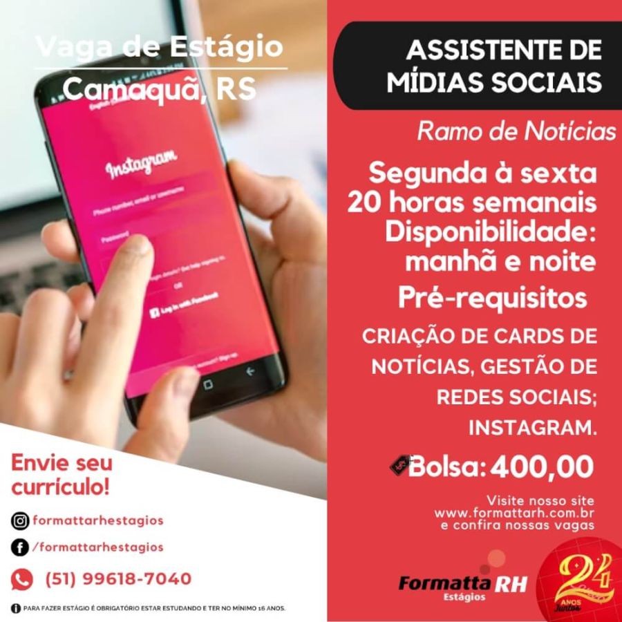 FORMATTA RH OFERTA NOVAS VAGAS DE ESTÁGIO EM CAMAQUÃ