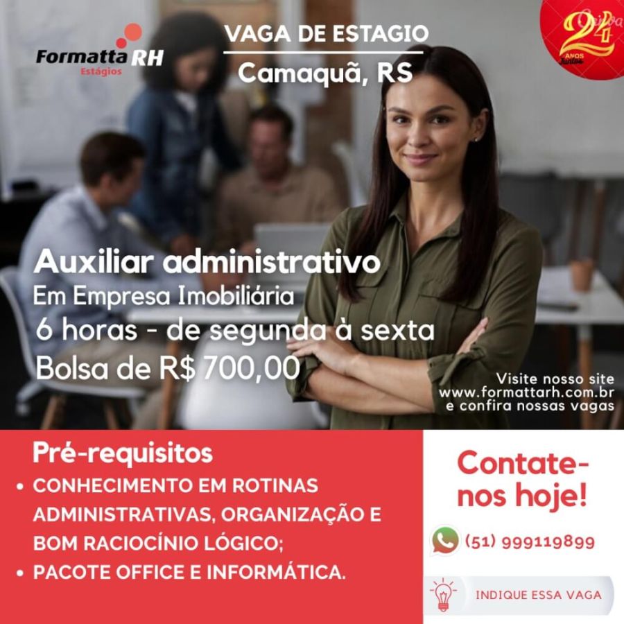 FORMATTA RH OFERTA NOVAS VAGAS DE ESTÁGIO EM CAMAQUÃ