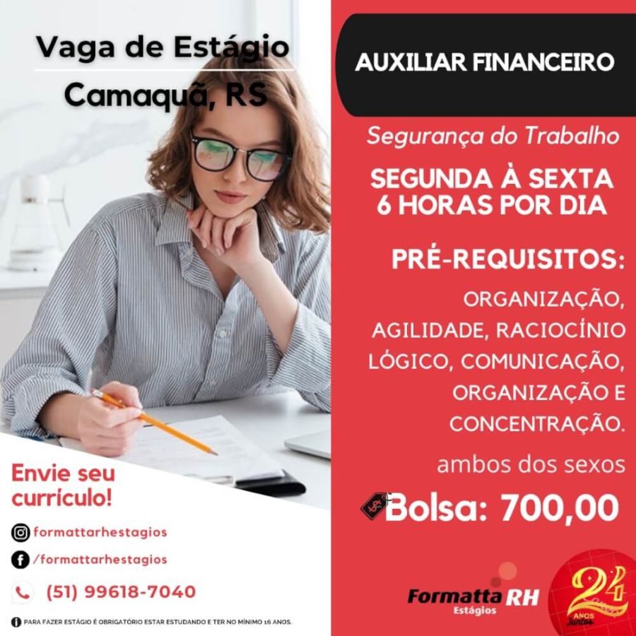 FORMATTA RH OFERTA NOVAS VAGAS DE ESTÁGIO EM CAMAQUÃ
