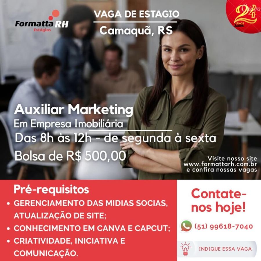 FORMATTA RH OFERTA NOVAS VAGAS DE ESTÁGIO EM CAMAQUÃ