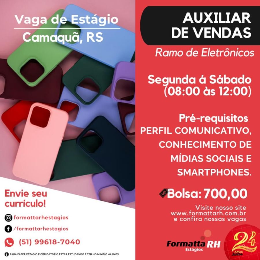 FORMATTA RH OFERTA NOVAS VAGAS DE ESTÁGIO EM CAMAQUÃ