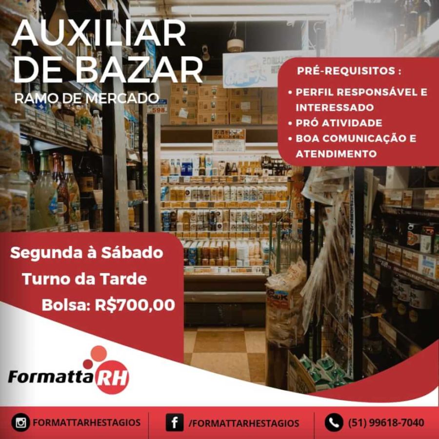 FORMATTA RH OFERTA 2 NOVAS VAGAS DE ESTÁGIO EM CAMAQUÃ