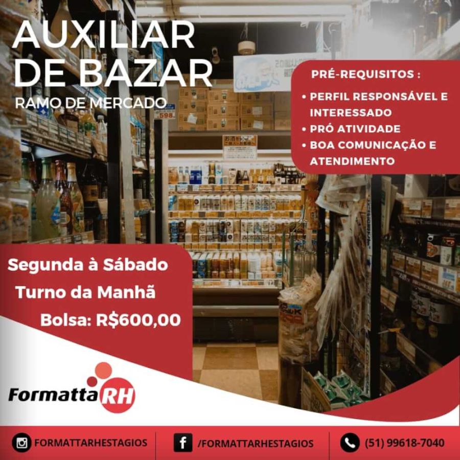 FORMATTA RH OFERTA 2 NOVAS VAGAS DE ESTÁGIO EM CAMAQUÃ