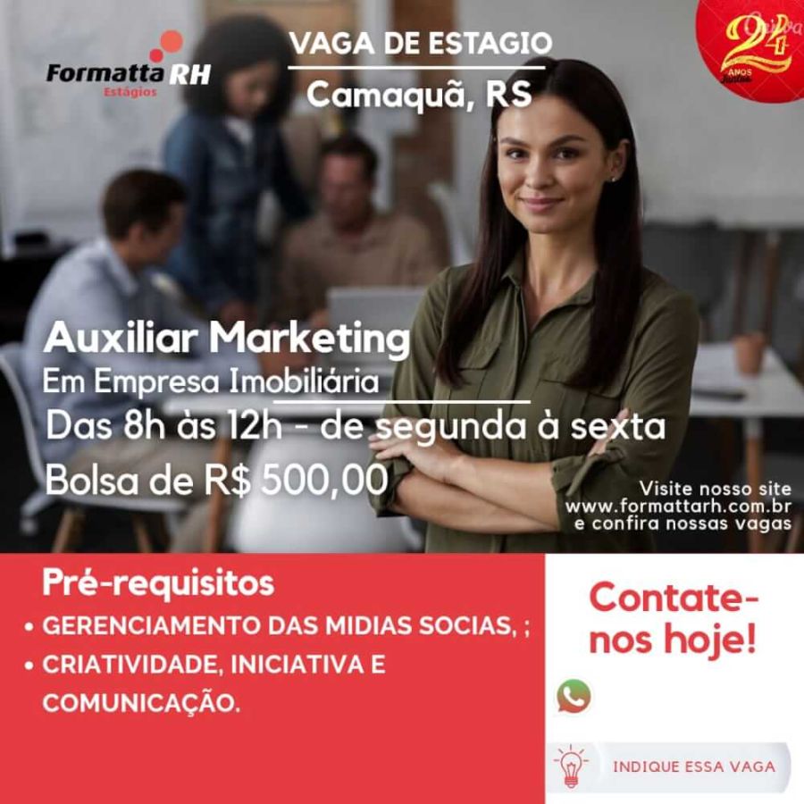 FORMATTA RH OFERTA NOVAS VAGAS DE ESTÁGIO EM CAMAQUÃ