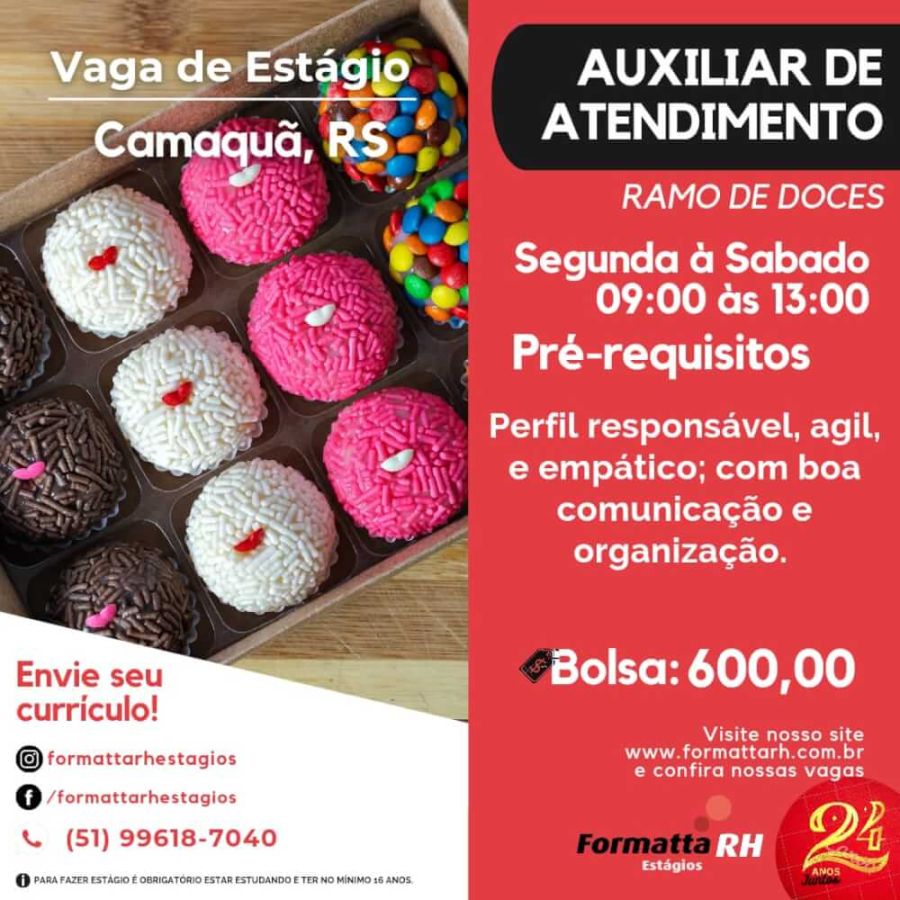 FORMATTA RH OFERTA NOVAS VAGAS DE ESTÁGIO EM CAMAQUÃ