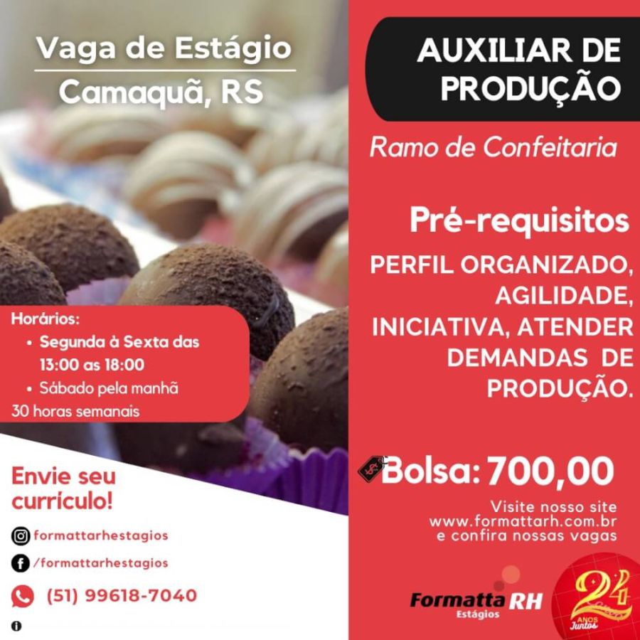 FORMATTA RH OFERTA NOVAS VAGAS DE ESTÁGIO EM CAMAQUÃ