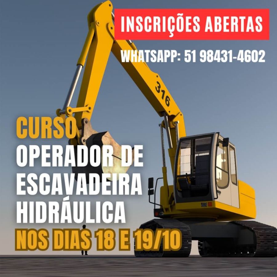 VAGAS ABERTAS PARA O CURSO DE ESCAVADEIRA HIDRÁULICA