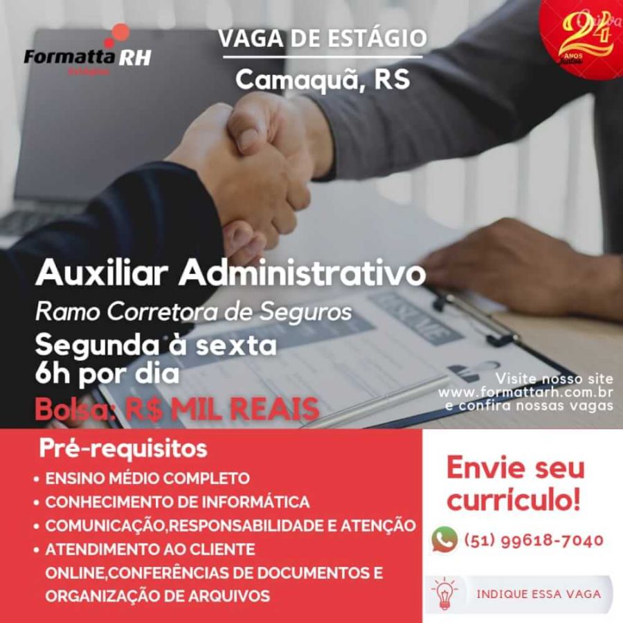 FORMATTA RH OFERTA NOVA VAGA DE ESTÁGIO EM CAMAQUÃ